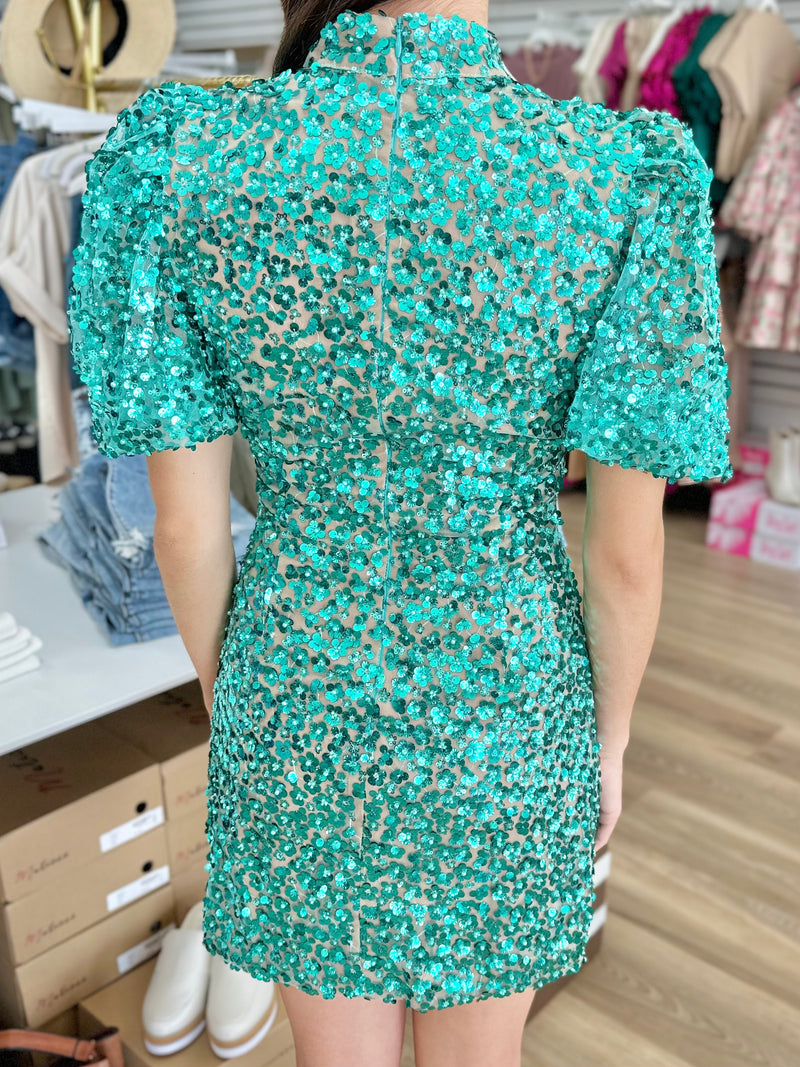 QOS Floral Sequin Cocktail Dress Elm Boutique QOS Floral Sequin Cocktail Dress Elm Boutique