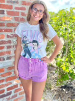 Purple Washed Denim Shorts