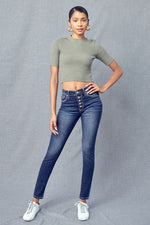 Kancan Button Front Skinny