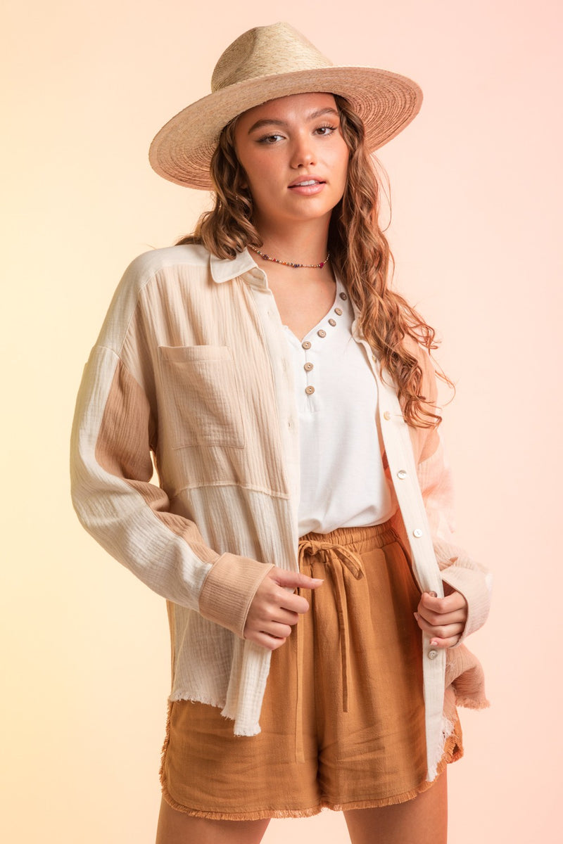 Linen Frayed Hem Shorts