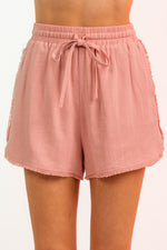 Linen Frayed Hem Shorts