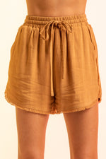 Linen Frayed Hem Shorts