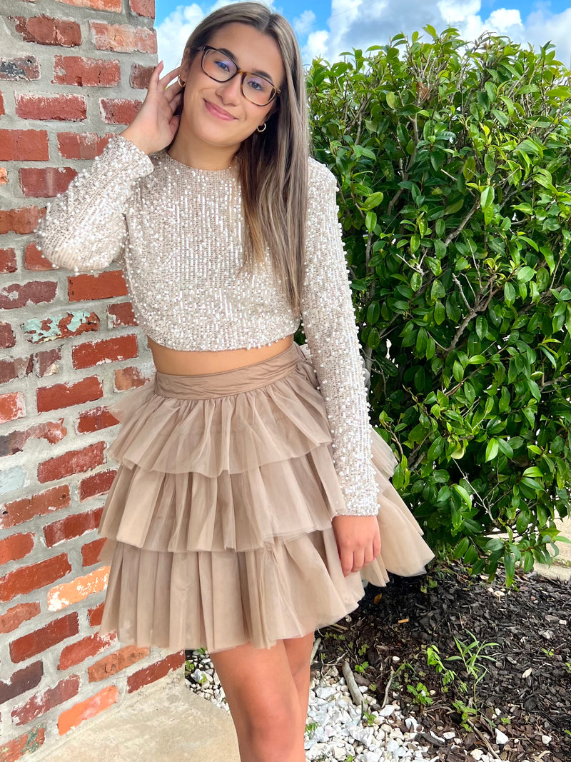 Taupe Tulle Skirt