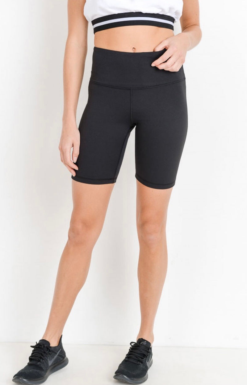 High Waisted Solid Bike Shorts