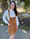 Camel Suede Overall Dress
